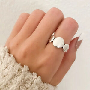 925 Sterling Silver Oval Ring Minimalist Ring Round Circle Ring Band